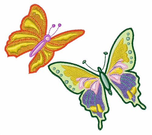 Colored Butterflies Machine Embroidery Design
