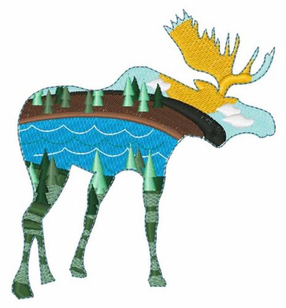 Picture of Landscape Moose Machine Embroidery Design