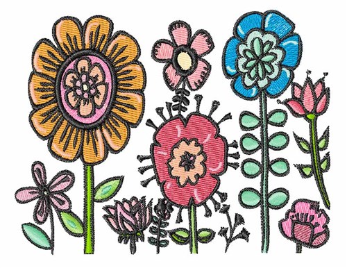 Field Of Flowers Machine Embroidery Design