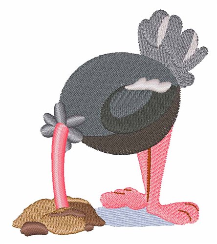 Ostrich Hiding Machine Embroidery Design