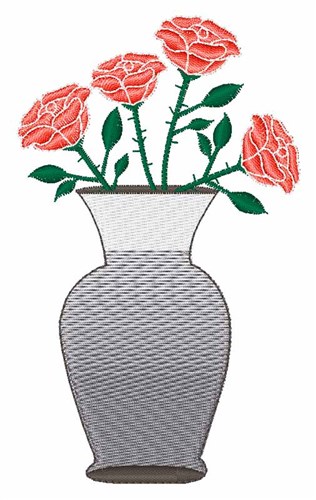 Rose Vase Machine Embroidery Design