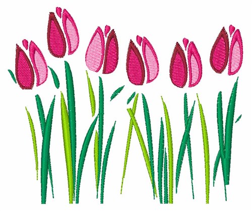 Row Of Tulips Machine Embroidery Design