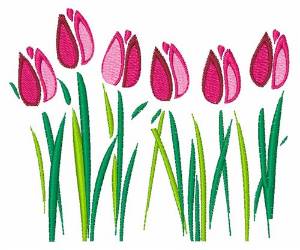 Picture of Row Of Tulips Machine Embroidery Design