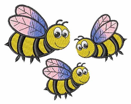 Three Bees Machine Embroidery Design