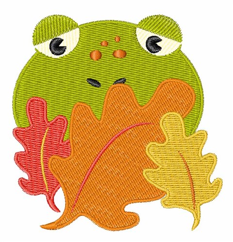 Frog In Leaves Machine Embroidery Design