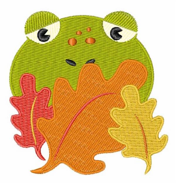 Picture of Frog In Leaves Machine Embroidery Design