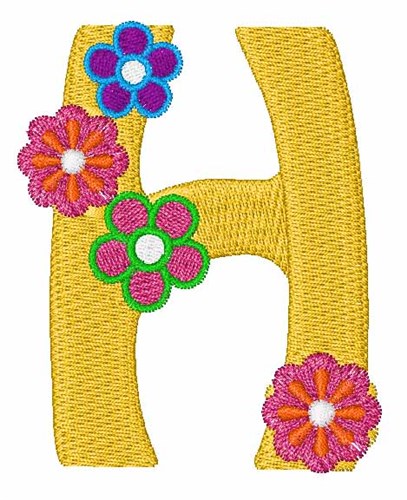 Flowers & Hearts H Machine Embroidery Design