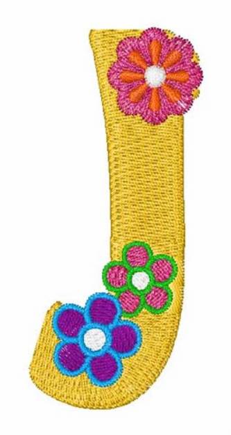Picture of Flowers & Hearts J Machine Embroidery Design