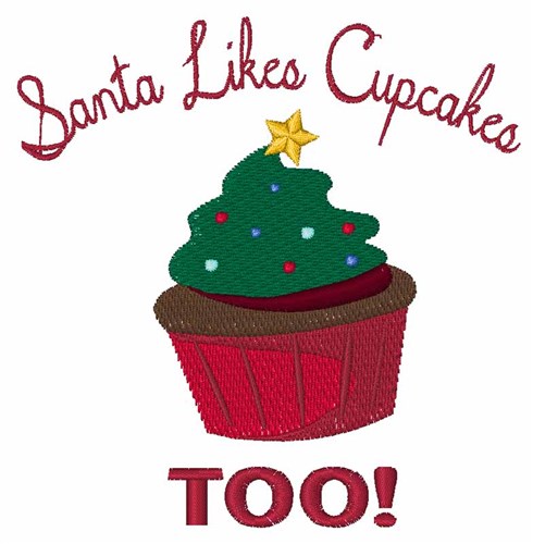 Santa Likes Cupcakes Machine Embroidery Design