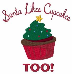 Picture of Santa Likes Cupcakes Machine Embroidery Design