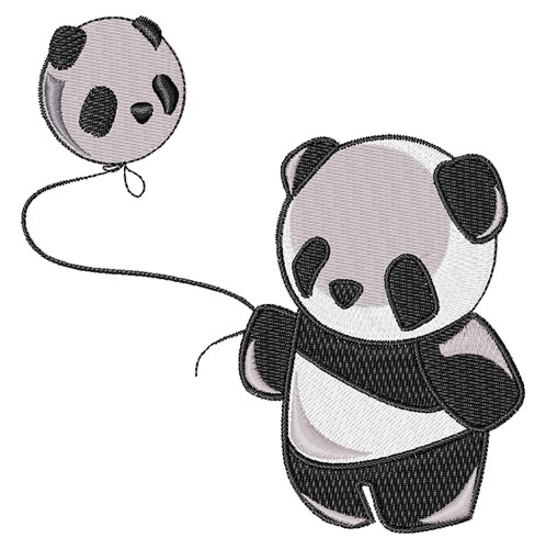 Panda With Balloon Machine Embroidery Design