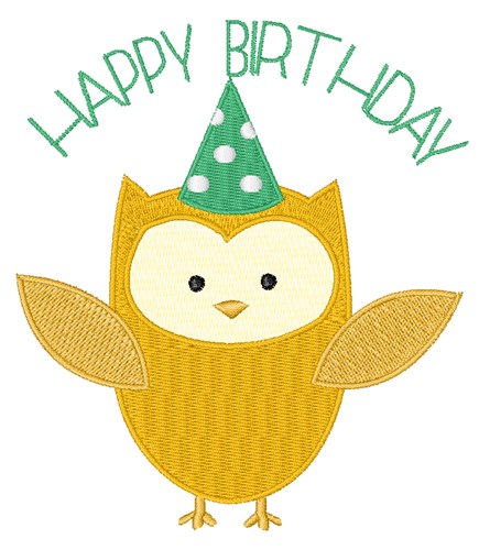 Birthday Owl Machine Embroidery Design