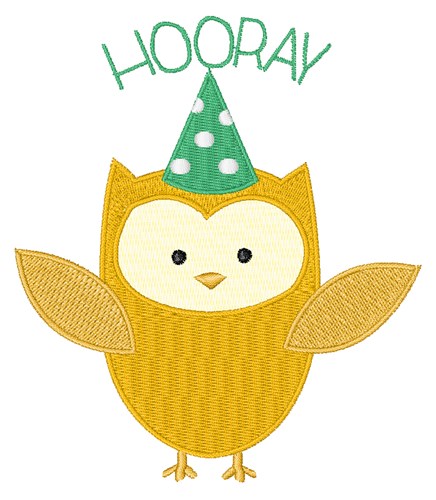 Hooray Owl Machine Embroidery Design