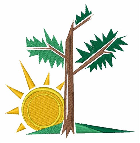 Tree & Sun Machine Embroidery Design