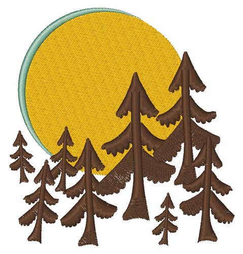 Moon & Trees Machine Embroidery Design