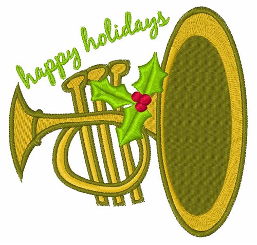 Holiday Trumpet Machine Embroidery Design