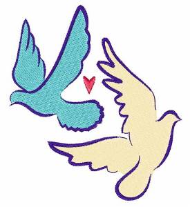 Picture of Two Doves Machine Embroidery Design
