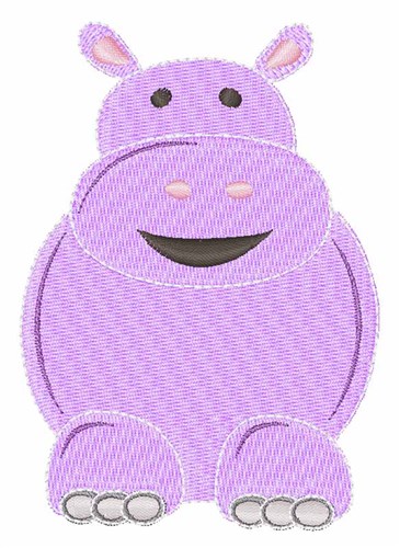 Cartoon Hippo Machine Embroidery Design