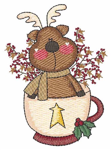 Reindeer Cup Machine Embroidery Design