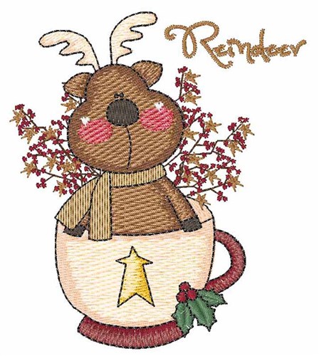 Cup Of Reindeer Machine Embroidery Design