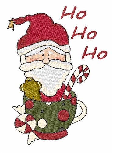 Santa In Cup Machine Embroidery Design