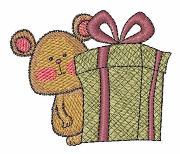 Picture of Mouse & Gift Machine Embroidery Design