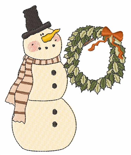 Snowman Wreath Machine Embroidery Design