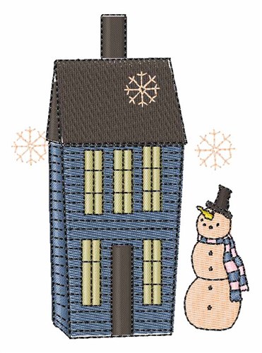 Snowman House Machine Embroidery Design