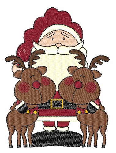 Santa & Reindeer Machine Embroidery Design