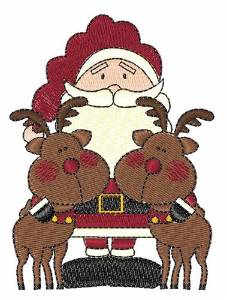 Picture of Santa & Reindeer Machine Embroidery Design