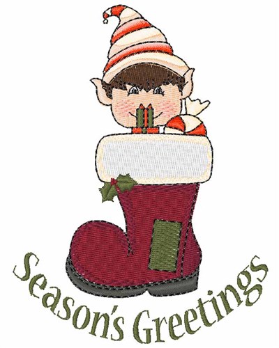 Elf Greetings Machine Embroidery Design