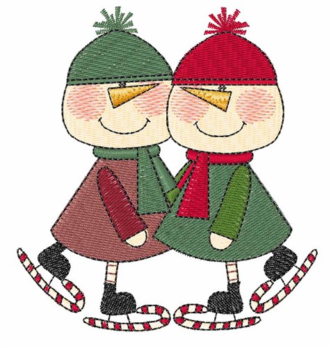 Two Skaters Machine Embroidery Design