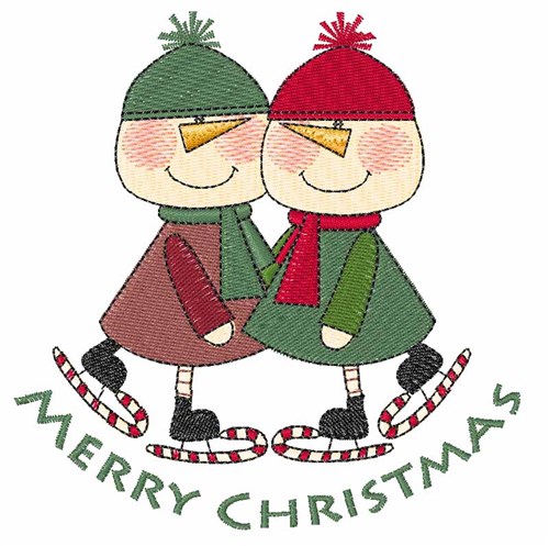 Christmas Skaters Machine Embroidery Design
