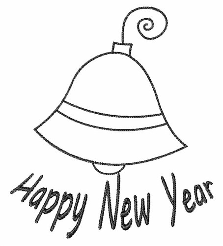 New Year Bell Outline Machine Embroidery Design