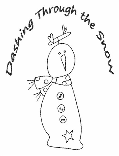 Dashing Snowman Outline Machine Embroidery Design