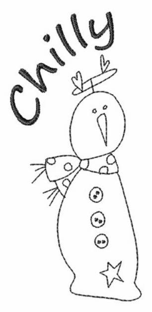 Picture of Chilly Snowman Outline Machine Embroidery Design