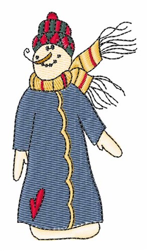 Snowman In Coat Machine Embroidery Design