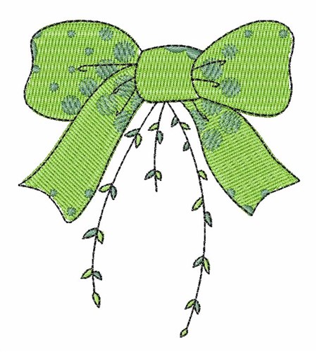 Green Bow Machine Embroidery Design