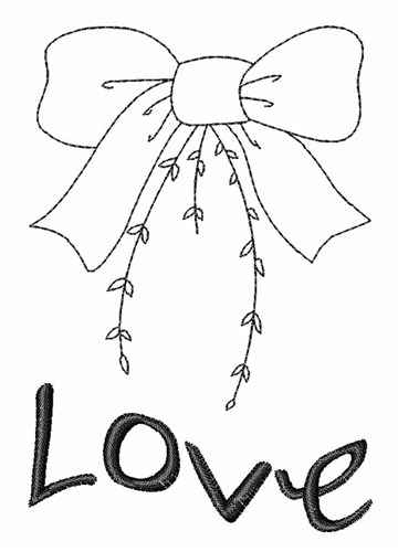 Love Bow Outline Machine Embroidery Design