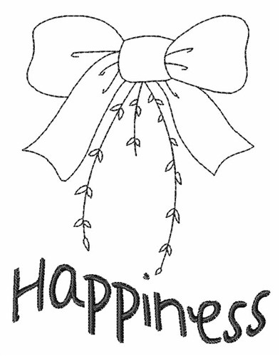 Happiness Bow Outline Machine Embroidery Design