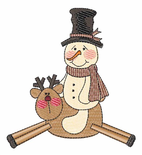Snowman Reindeer Machine Embroidery Design