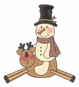 Picture of Snowman Reindeer Machine Embroidery Design