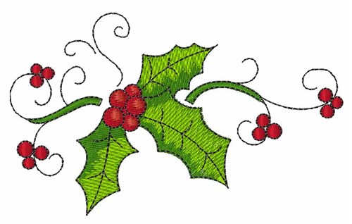 Holly Decoration Machine Embroidery Design