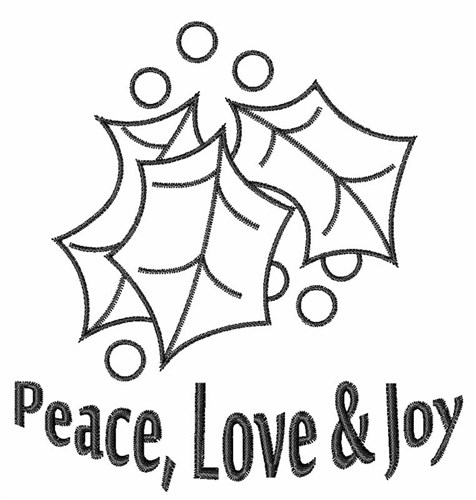 Peace Holly Outline Machine Embroidery Design