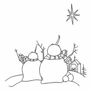 Picture of Snowmen Watching Shiny Star Machine Embroidery Design