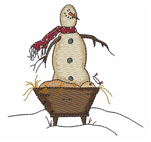 Snowman At Manger Machine Embroidery Design