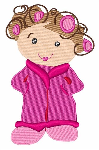 Woman In Curlers Machine Embroidery Design