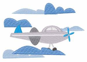 Picture of Airplane In Clouds Machine Embroidery Design