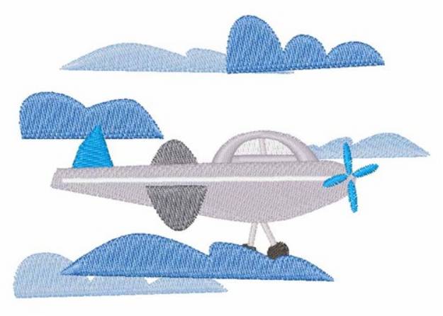 Picture of Airplane In Clouds Machine Embroidery Design