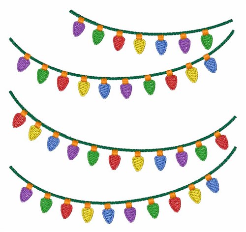 Holiday Lights Machine Embroidery Design